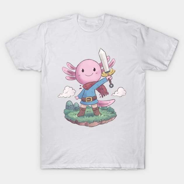 Cute axolotl hero T-Shirt by Gato Alebrije